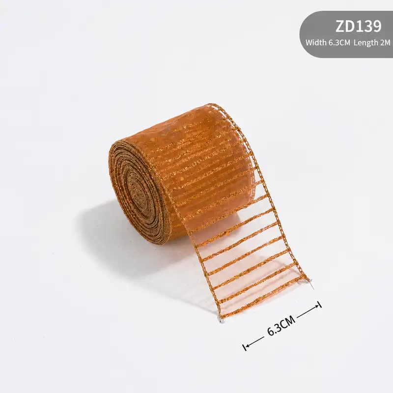 紗底金粉亮片聖誕絲帶200cm