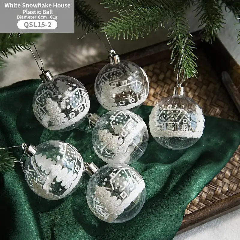 Transparent Acrylic Painted Christmas Ball Hanging Ornament