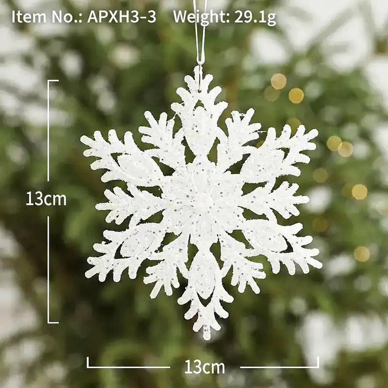 白色立體雪花五角星聖誕樹掛件