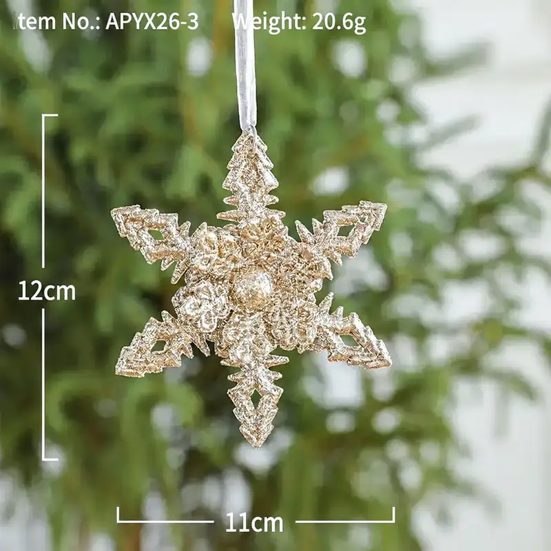 白色立體雪花五角星聖誕樹掛件