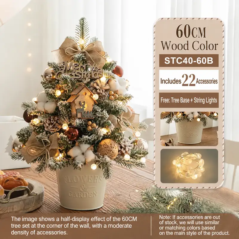 Mini desktop Christmas tree DIY kit with PE-reinforced iron bucket base