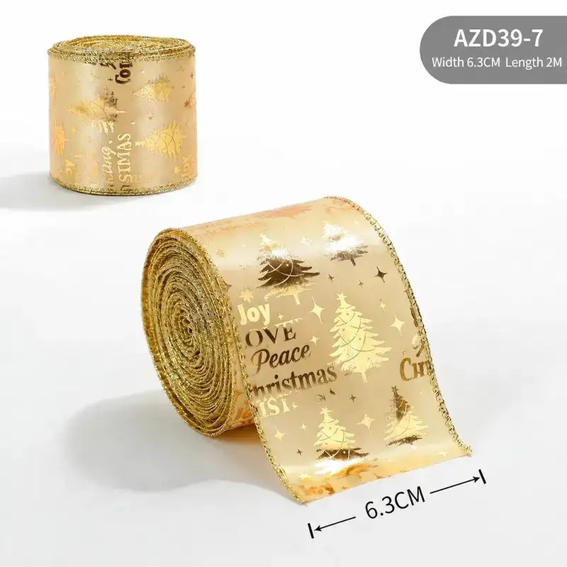 金蔥鐵絲拷邊聖誕裝飾絲帶