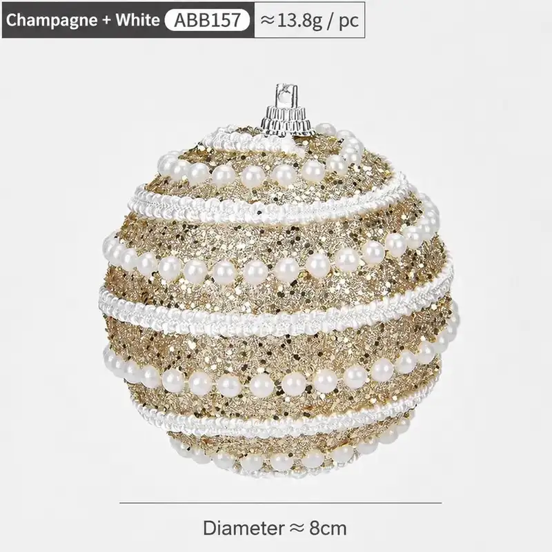 Premium Pearl-Ribbed Hand-Painted Christmas Ball Ornament