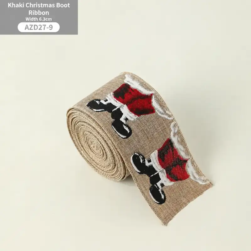 Handmade Faux Linen Christmas Bow Ribbon Decoration