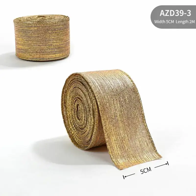 金蔥鐵絲拷邊聖誕裝飾絲帶