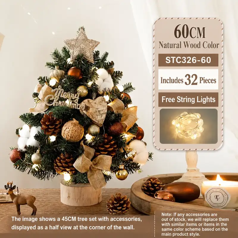 Mini desktop Christmas tree DIY kit with PE-reinforced iron bucket base