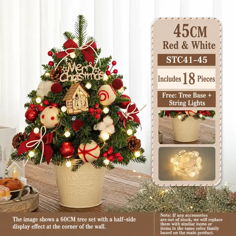 Mini desktop Christmas tree DIY kit with PE-reinforced iron bucket base