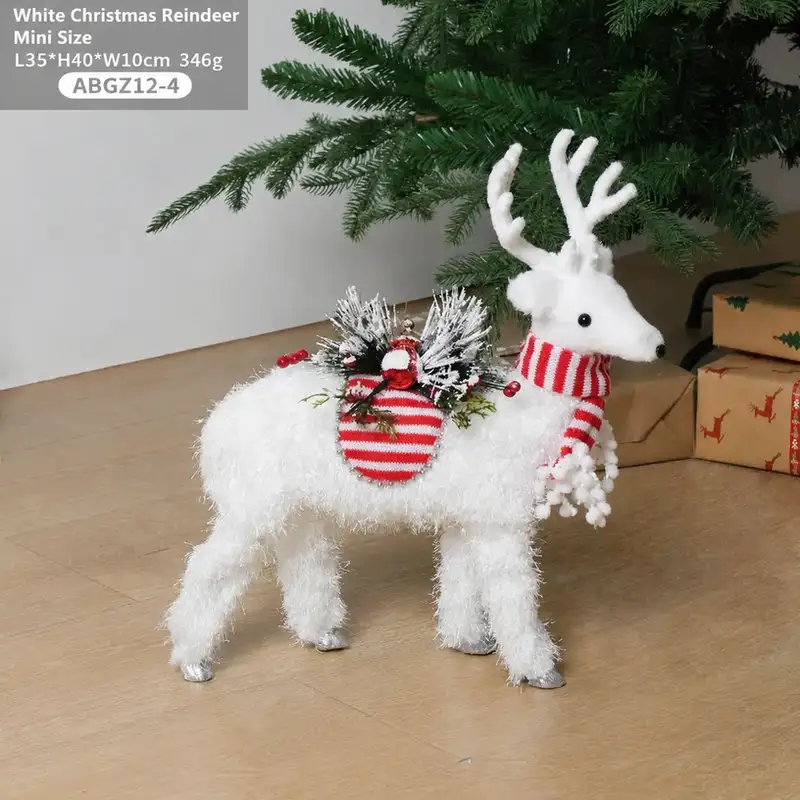 White Reindeer Christmas Figurine for Window Display