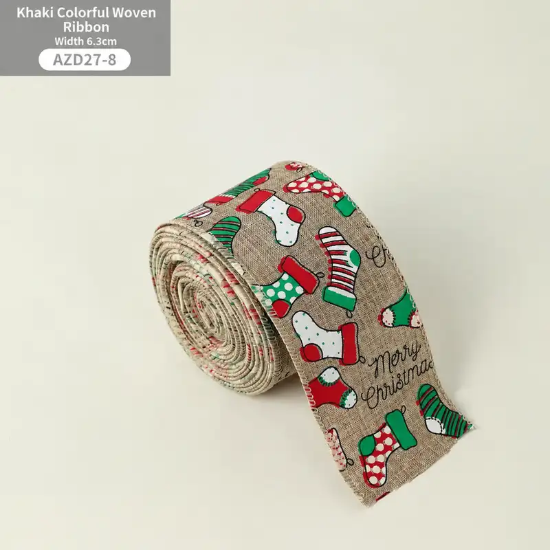 Handmade Faux Linen Christmas Bow Ribbon Decoration
