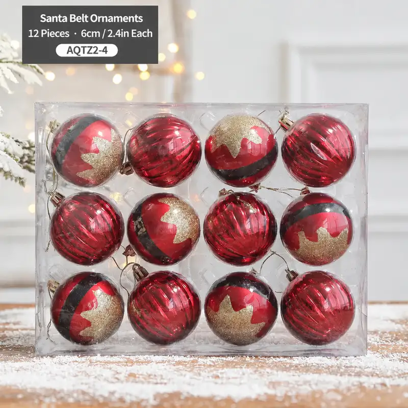 聖誕彩繪異形掛球12件套