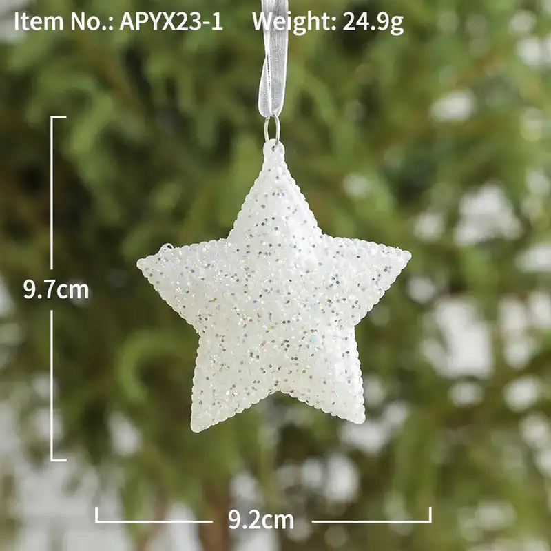 白色立體雪花五角星聖誕樹掛件