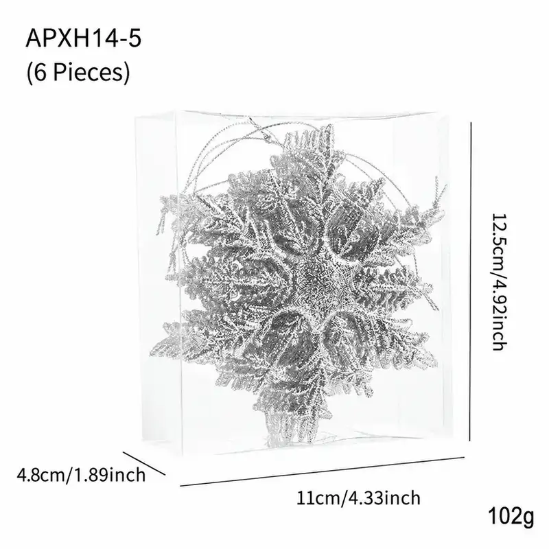 11cm閃粉塑膠雪花掛飾