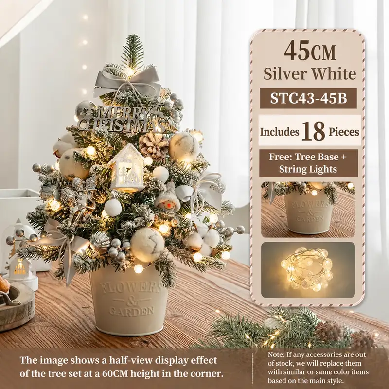 Mini desktop Christmas tree DIY kit with PE-reinforced iron bucket base