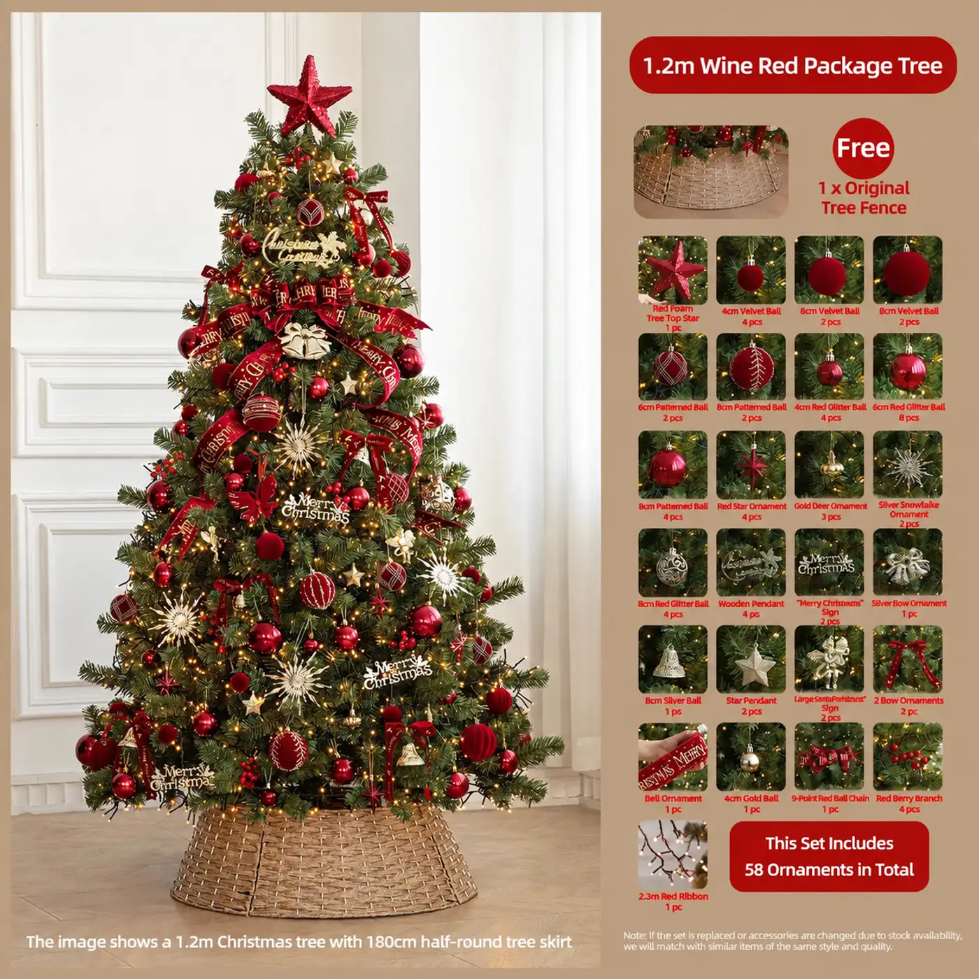 Lighted Christmas Tree with Bows