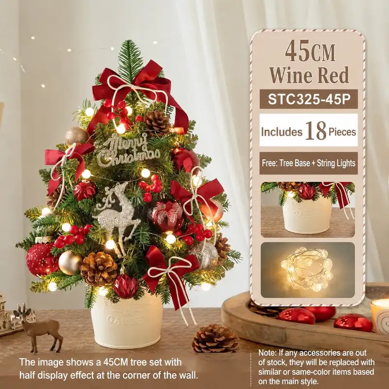 Mini desktop Christmas tree DIY kit with PE-reinforced iron bucket base