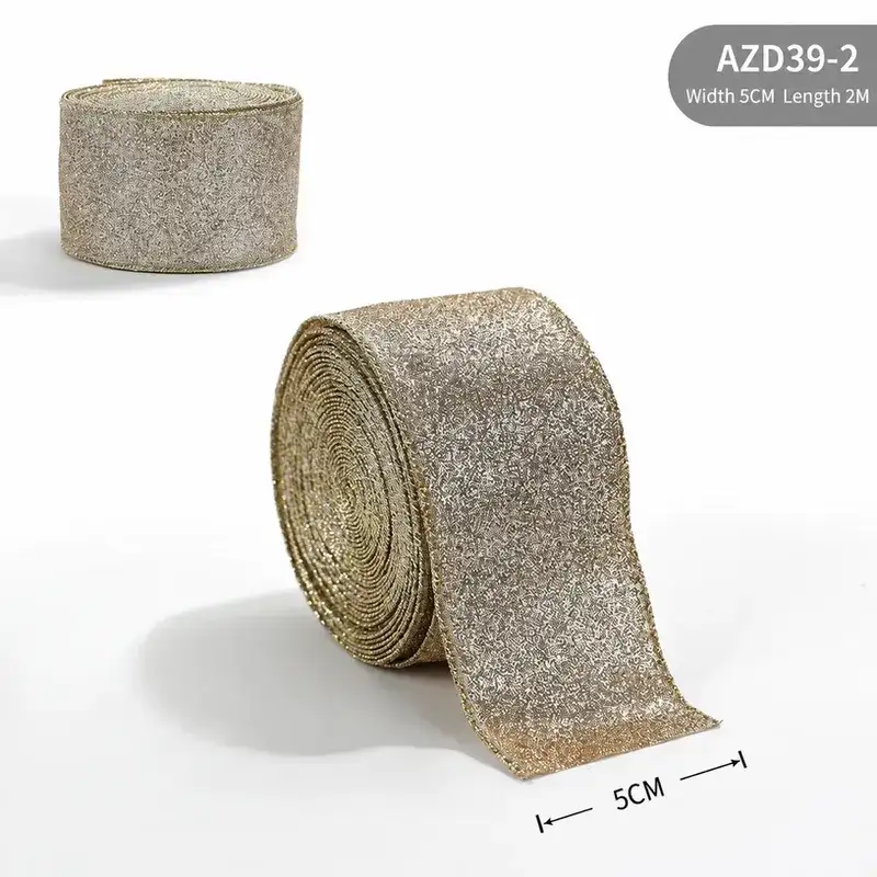 金蔥鐵絲拷邊聖誕裝飾絲帶