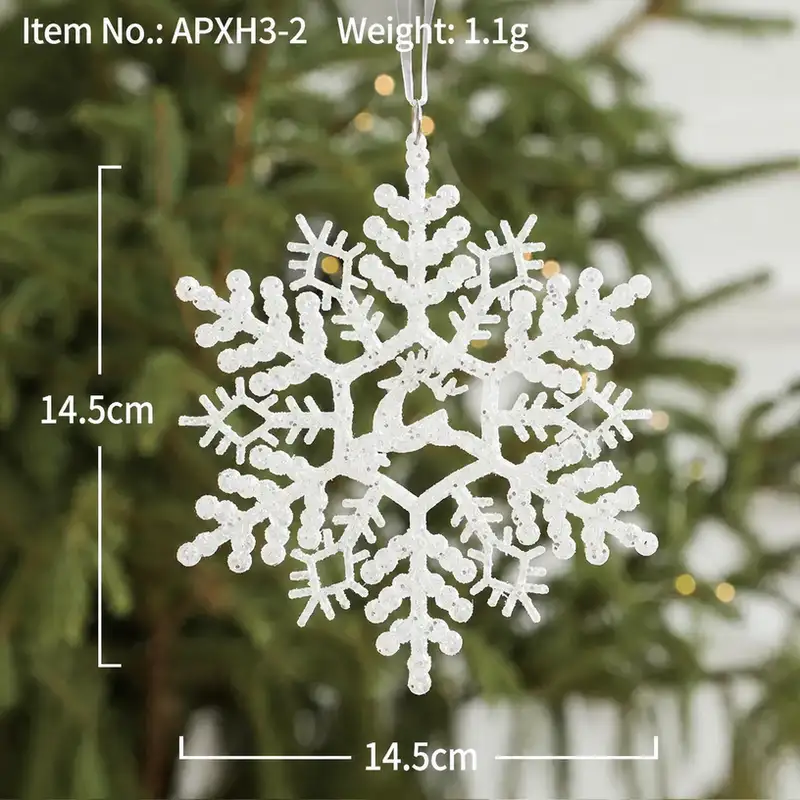 白色立體雪花五角星聖誕樹掛件