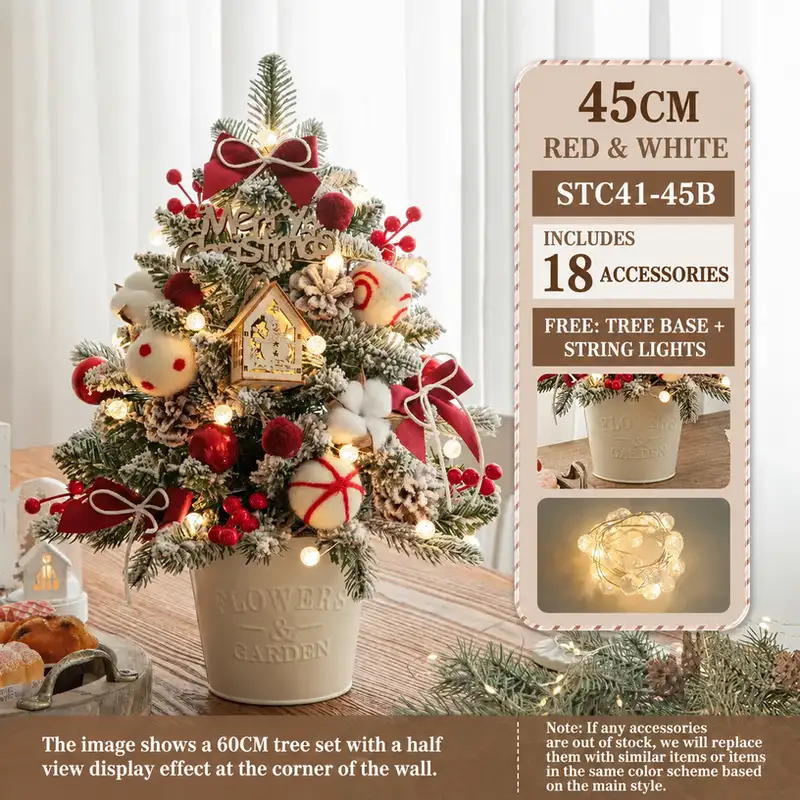 Mini desktop Christmas tree DIY kit with PE-reinforced iron bucket base