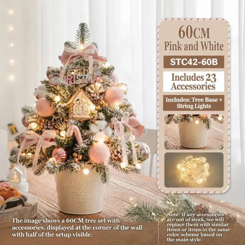 Mini desktop Christmas tree DIY kit with PE-reinforced iron bucket base