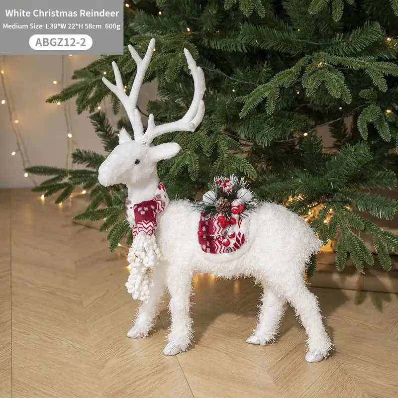 White Reindeer Christmas Figurine for Window Display