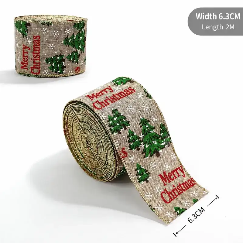 聖誕仿麻雪花織帶蝴蝶結裝飾