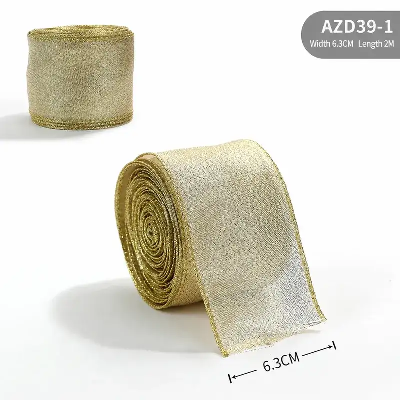 金蔥鐵絲拷邊聖誕裝飾絲帶
