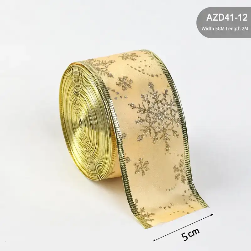 金蔥鐵絲拷邊聖誕裝飾絲帶