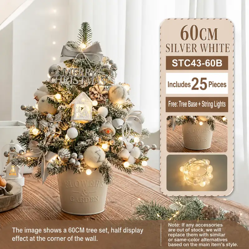Mini desktop Christmas tree DIY kit with PE-reinforced iron bucket base