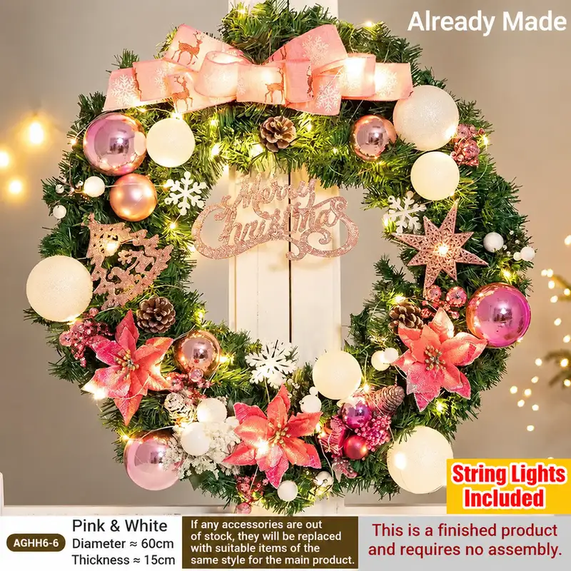 藤條聖誕花環門掛