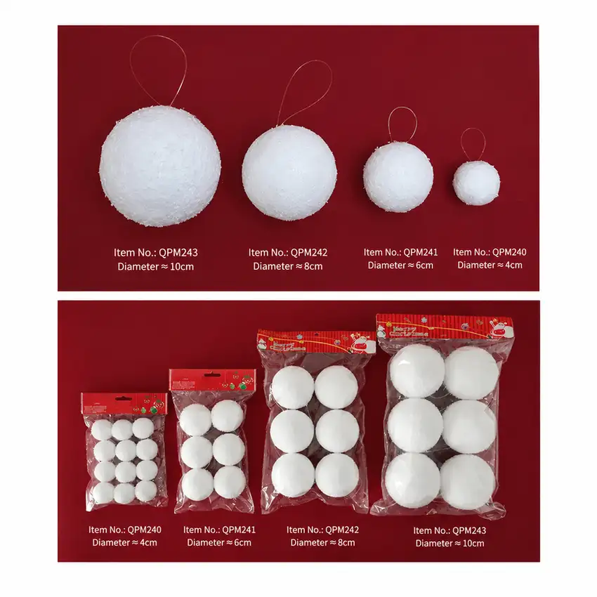 White Foam Snowball Christmas Tree Hanging Ornament