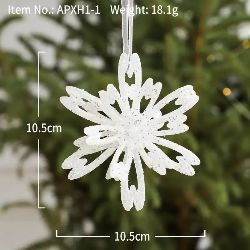 白色立體雪花五角星聖誕樹掛件
