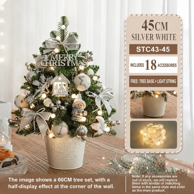 Mini desktop Christmas tree DIY kit with PE-reinforced iron bucket base