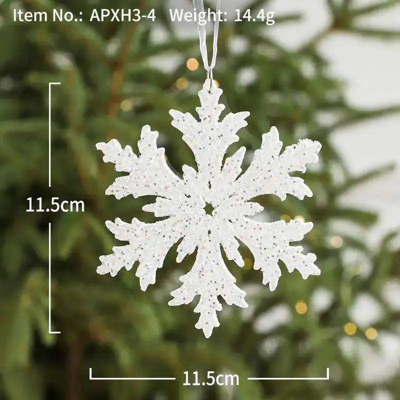 白色立體雪花五角星聖誕樹掛件