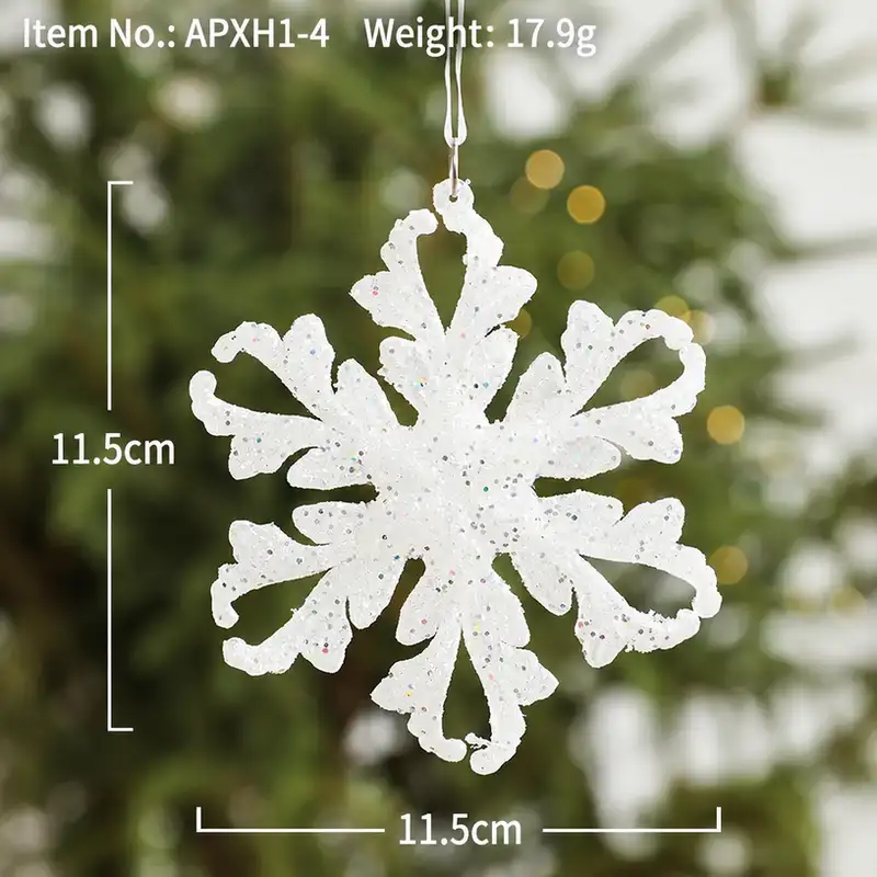 白色立體雪花五角星聖誕樹掛件