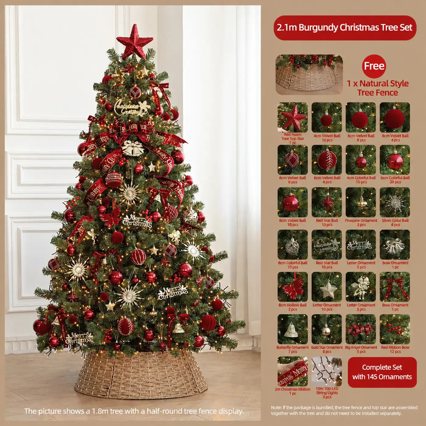 Lighted Christmas Tree with Bows