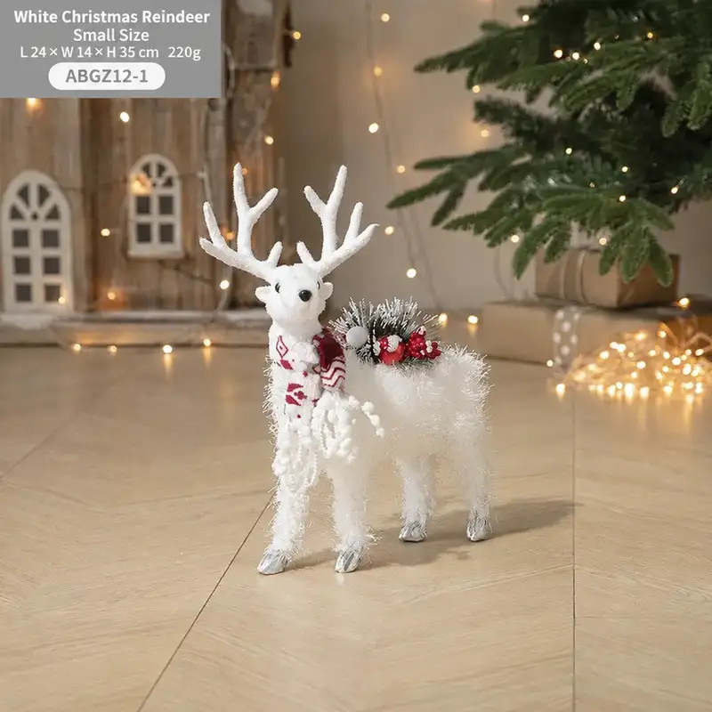 White Reindeer Christmas Figurine for Window Display
