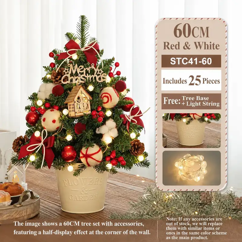 Mini desktop Christmas tree DIY kit with PE-reinforced iron bucket base