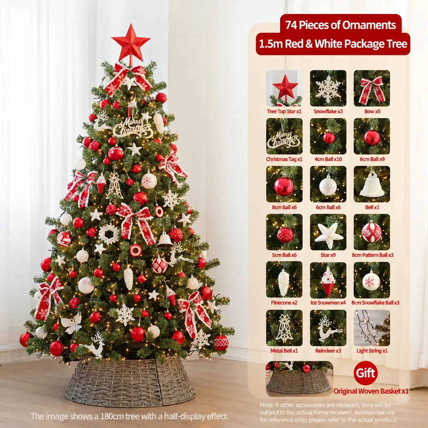Lighted Christmas Tree with Bows
