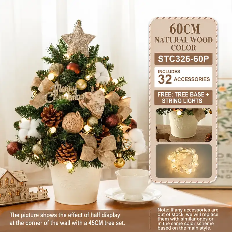 Mini desktop Christmas tree DIY kit with PE-reinforced iron bucket base