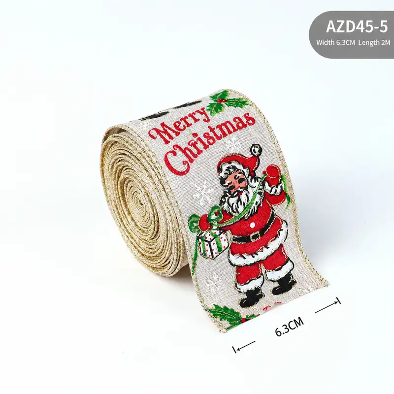 Handmade Faux Linen Christmas Bow Ribbon Decoration