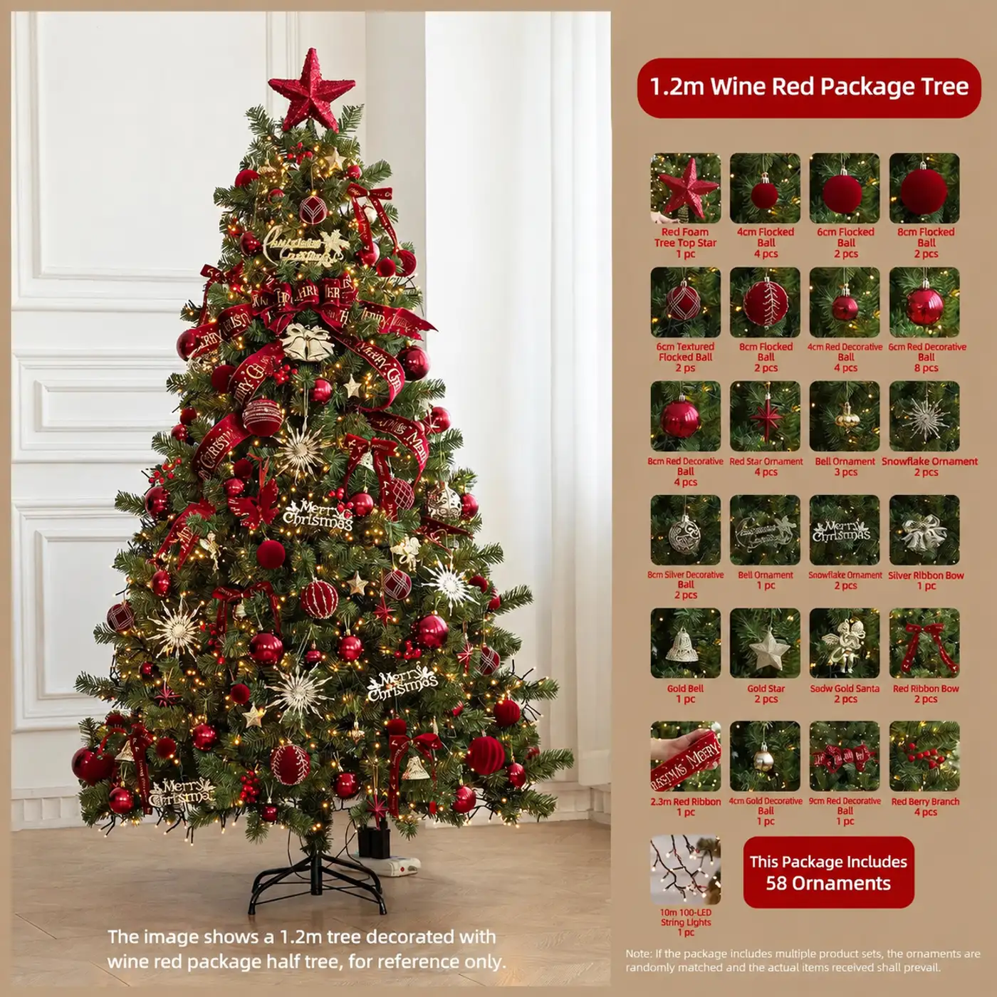 Lighted Christmas Tree with Bows
