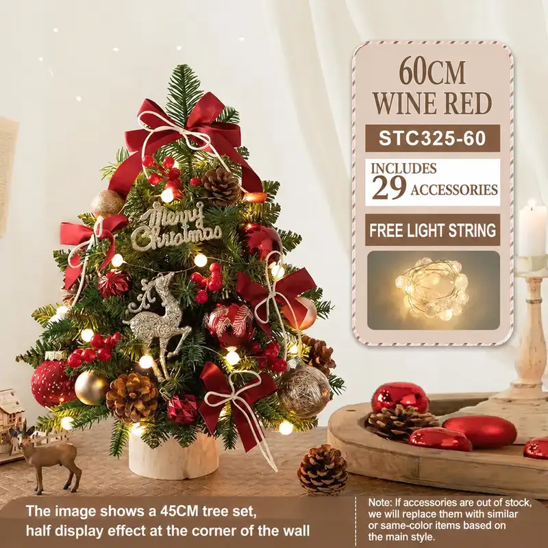 Mini desktop Christmas tree DIY kit with PE-reinforced iron bucket base