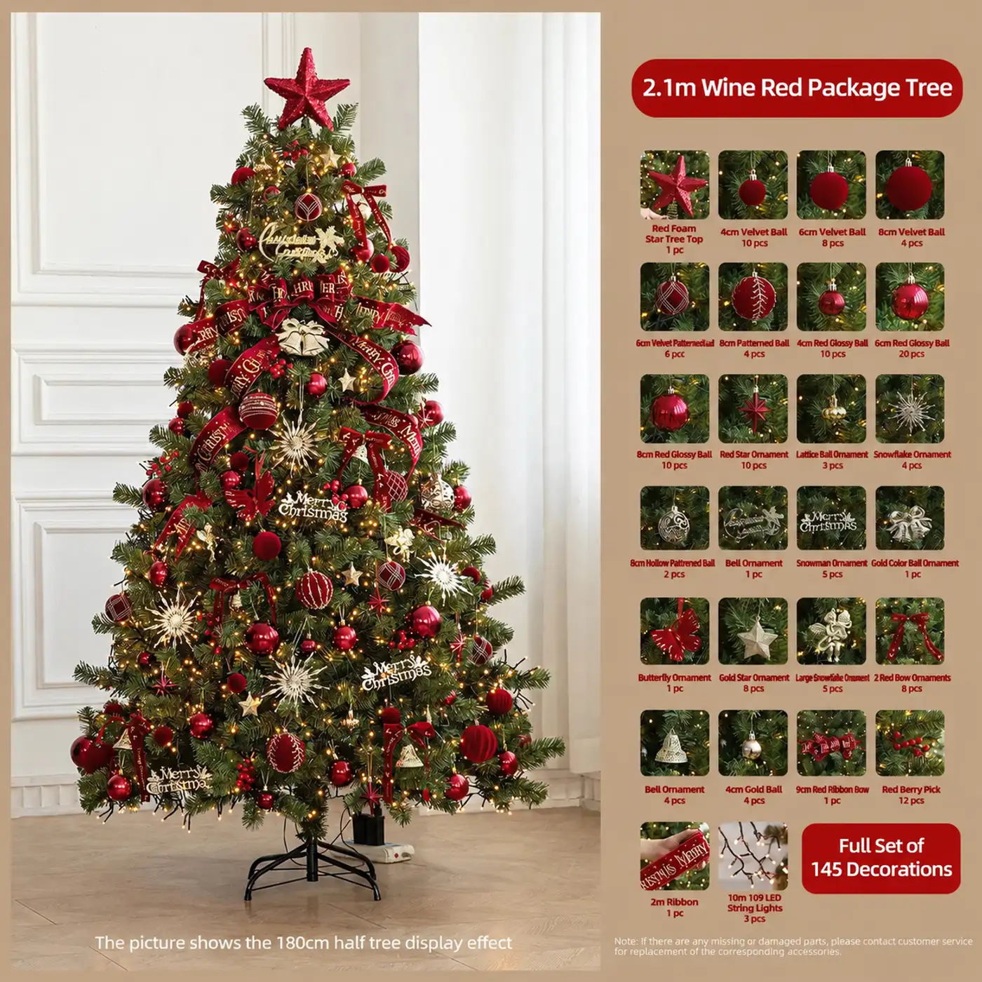 Lighted Christmas Tree with Bows