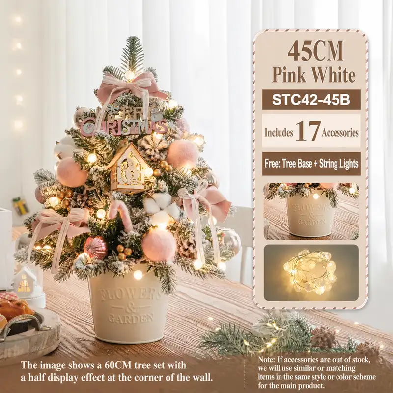 Mini desktop Christmas tree DIY kit with PE-reinforced iron bucket base