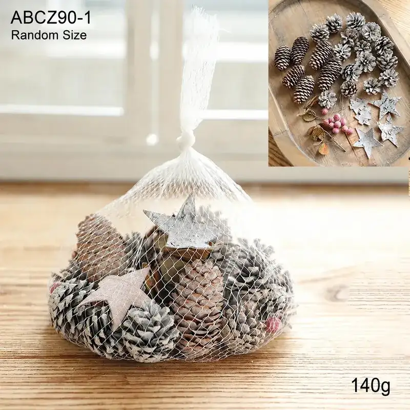 Christmas Natural Pine Cones and Raw Wood Decorative Materials