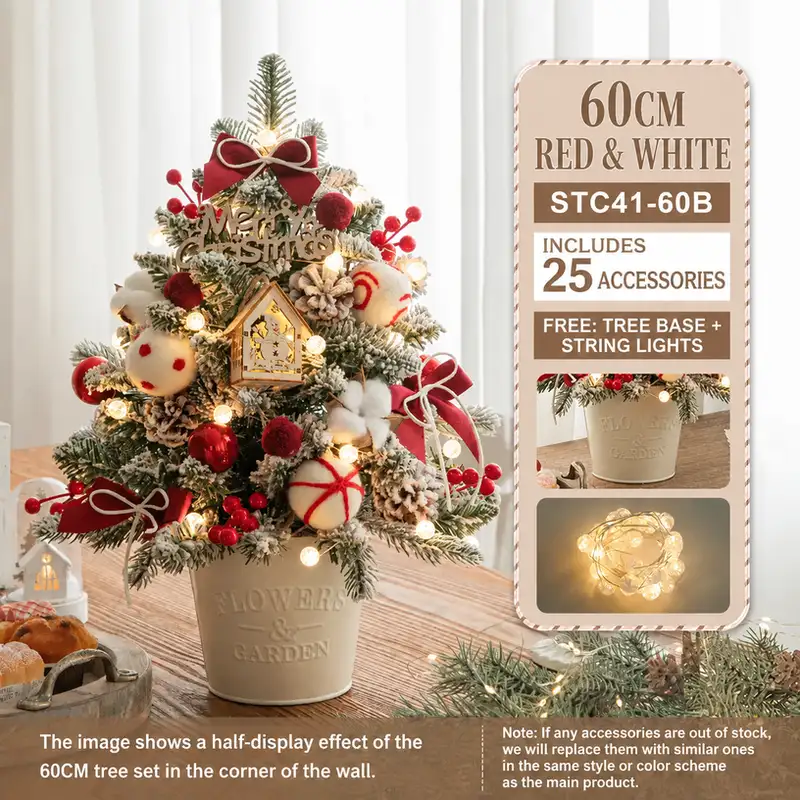 Mini desktop Christmas tree DIY kit with PE-reinforced iron bucket base