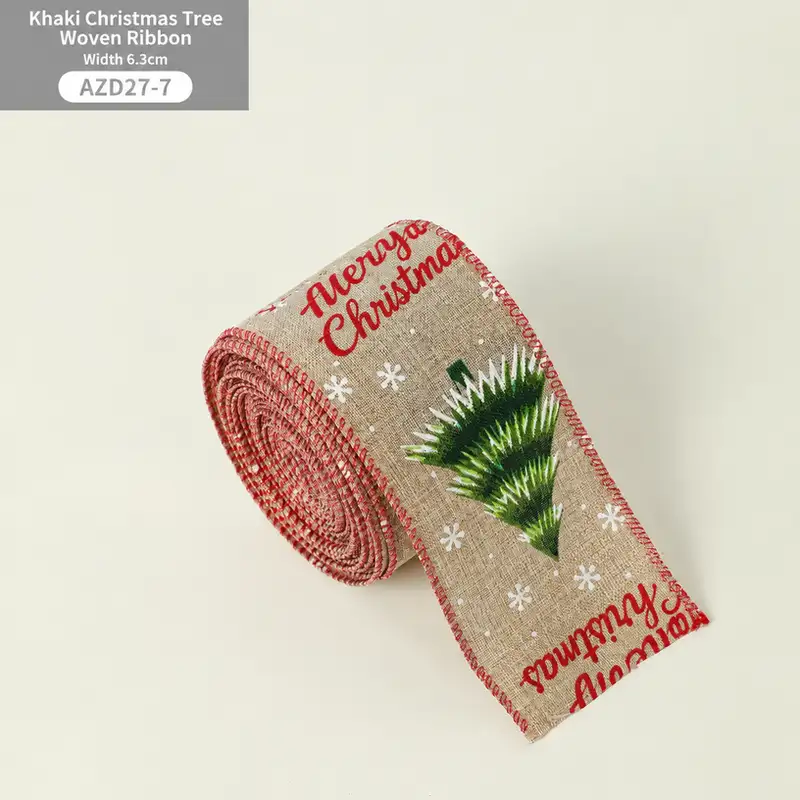 Handmade Faux Linen Christmas Bow Ribbon Decoration