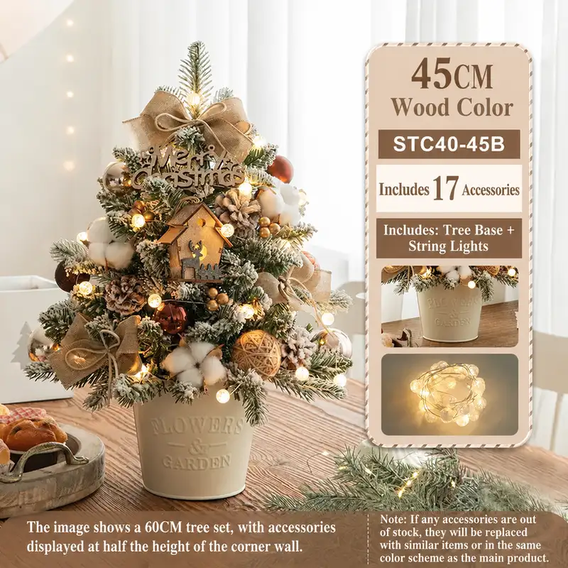 Mini desktop Christmas tree DIY kit with PE-reinforced iron bucket base