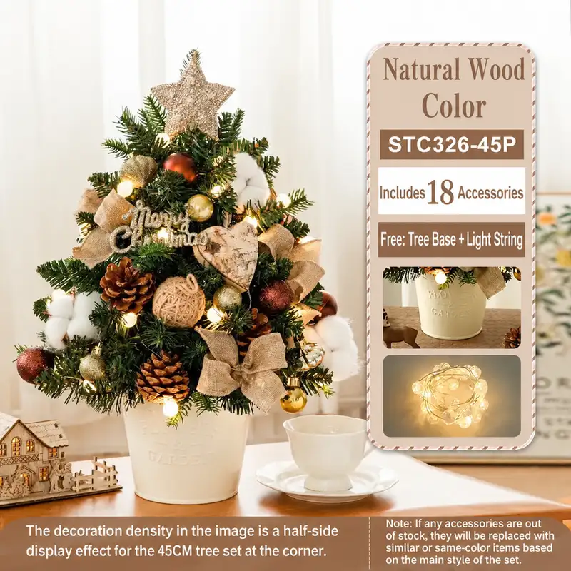 Mini desktop Christmas tree DIY kit with PE-reinforced iron bucket base