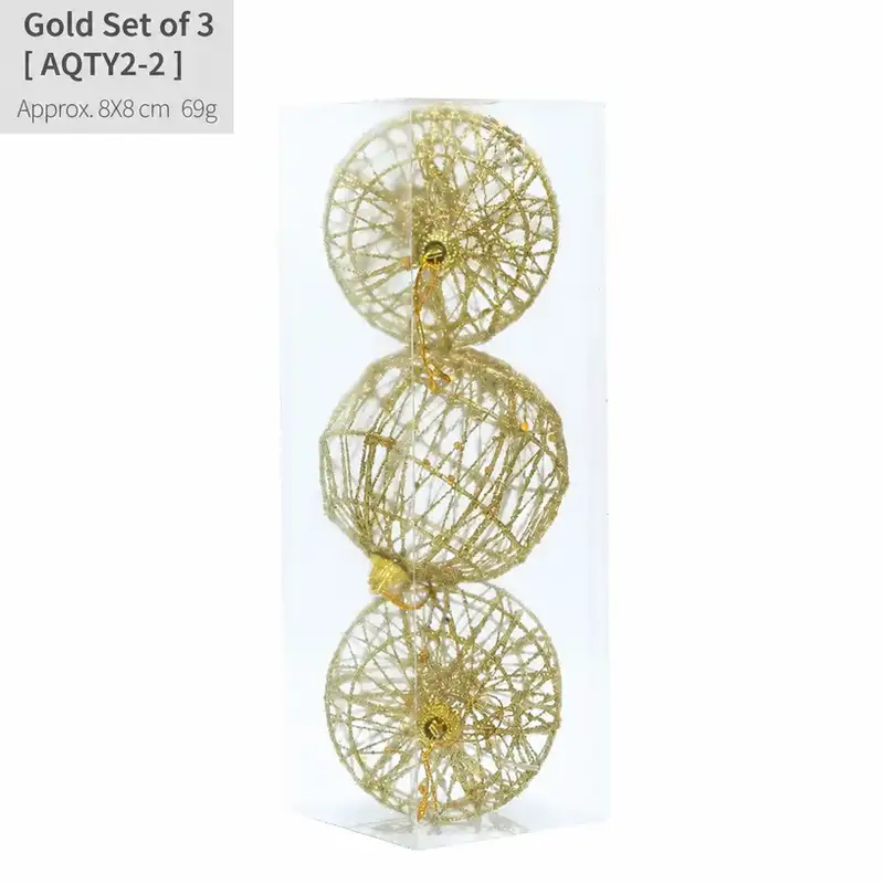 Ironwork Gold-Glitter Christmas Ball Set